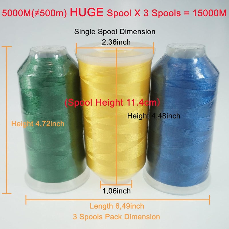 New brothreads - 40 Options- Various Assorted Color Packs of Polyester Embroidery Machine Thread Huge Spool 5000M for All Embroidery Machines -Basic Colors 2 - Image 2
