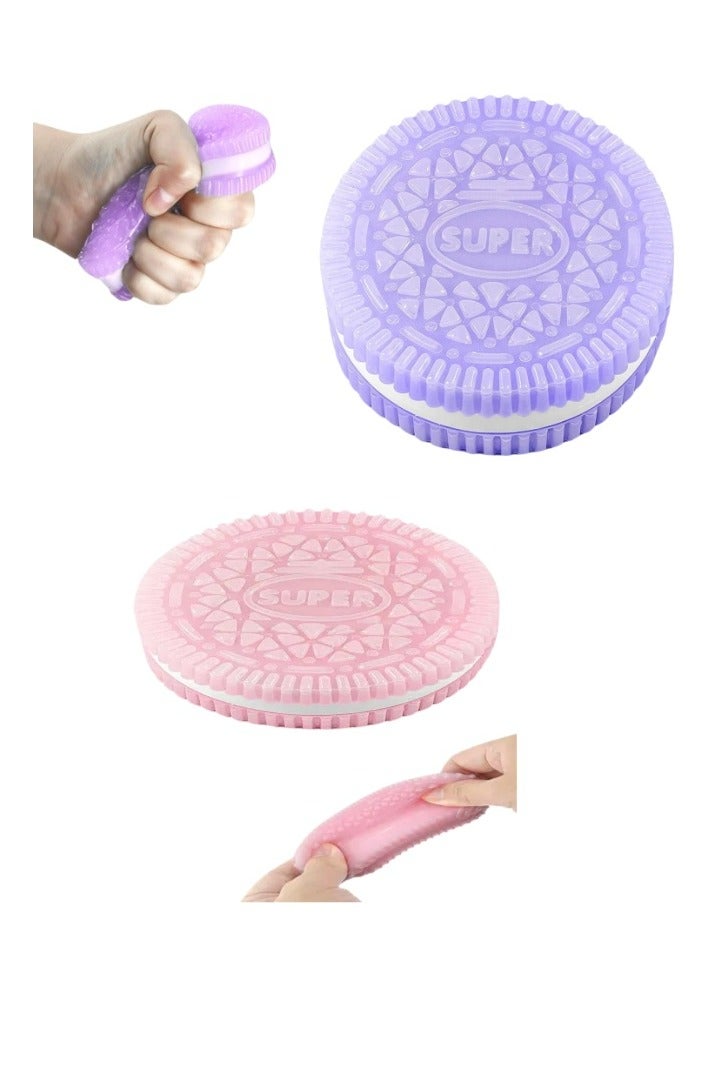 طقم 2 قطعة من ألعاب السليكون القابلة للضغط على شكل بسكويت – ألعاب ناعمة لتخفيف التوتر للقلق والتركيز وزينة المكتب، مجموعة ألعاب فidget المحمولة - Image 1