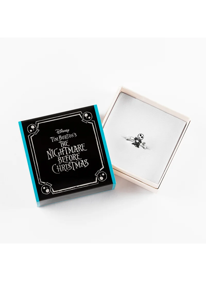 ديزني Nightmare Before Christmas White And Black Silver Plated Clear Stone Ring RF00386RRWL