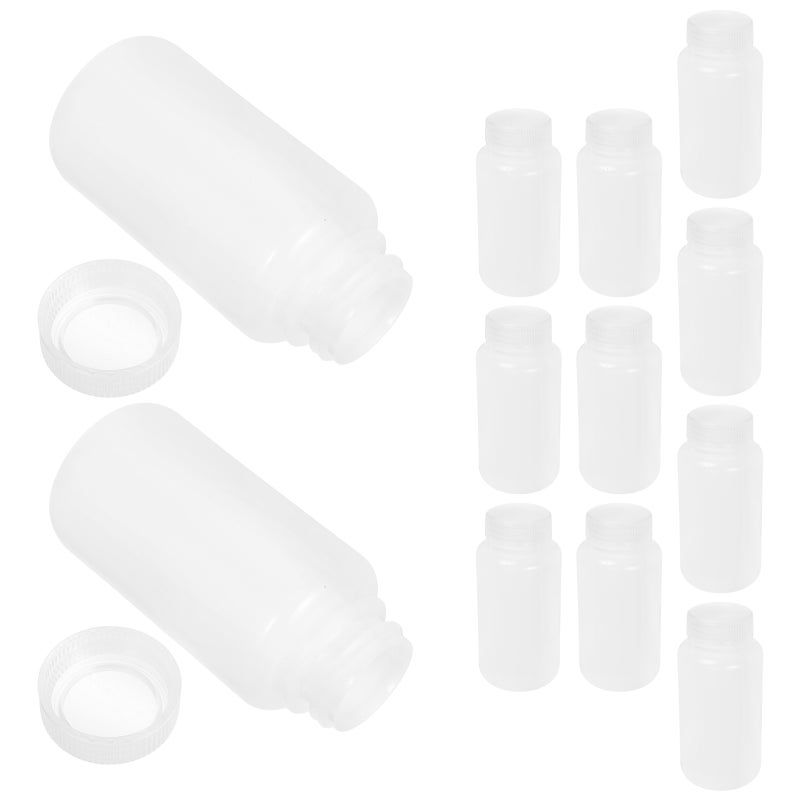 12pcs Wide Mouth Lab Reagent Bottles 250 ML Sealed Leak-Proof Sample Containers White Chemical Storage Bottles For Laboratory Classroom Use - Image 1