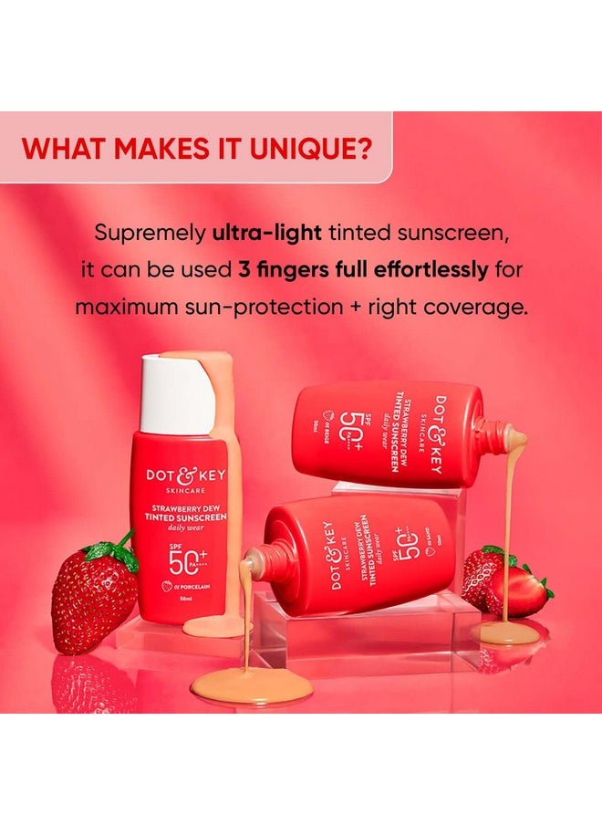 Dot & Key Strawberry Dew Tinted Sunscreen Spf 50+ Pa++++ - 01 Porcelain | Protection Against Ua/Ub | Broad Spectrum, Water & Sweat Resistant | For All Skin Types | 50Ml  - Image 3