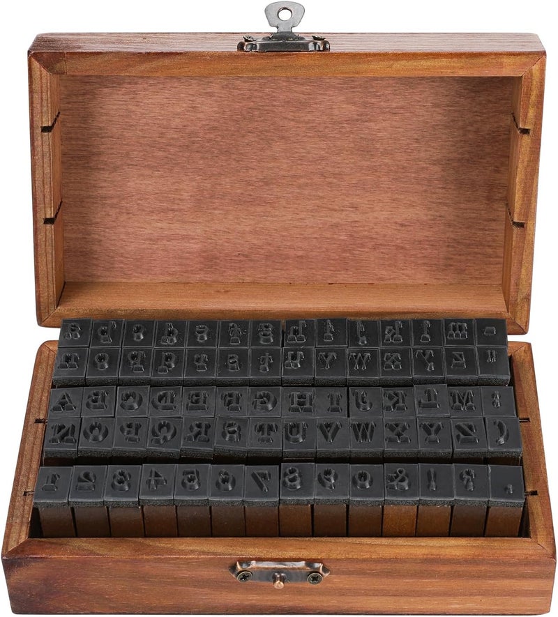 KMiKE Alphabet Stamps Set 70pcs Letter Number Symbol Vintage DIY Craft Card Making Wood Rubber Stamp - Image 3