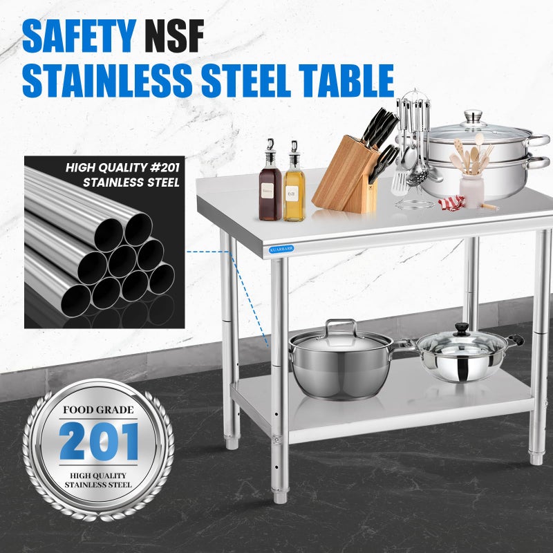 KUARBARR Stainless Steel Table 30 x 18 Inch, Stainless Table for Prep & Work, Commercial NSF Metal Table for Restaurant Kitchen Garage - Image 5