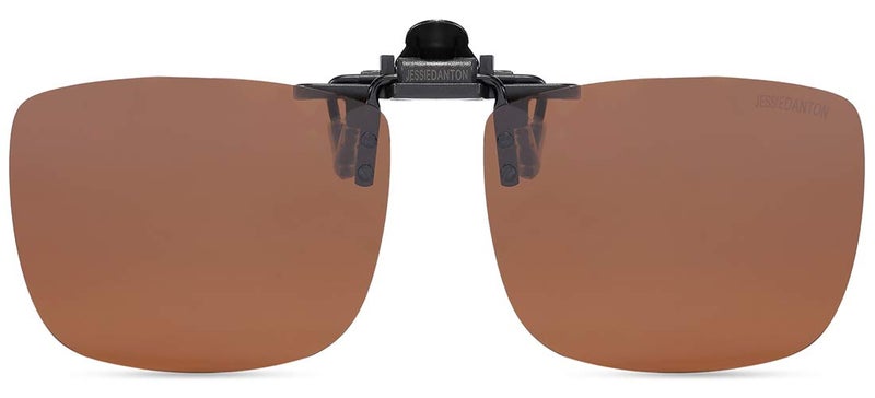 CAXMAN Polarized Clip On Sunglasses Over Prescription Glasses for Men Women UV Protection Flip Up Brown Lens Extra Large - Image 1