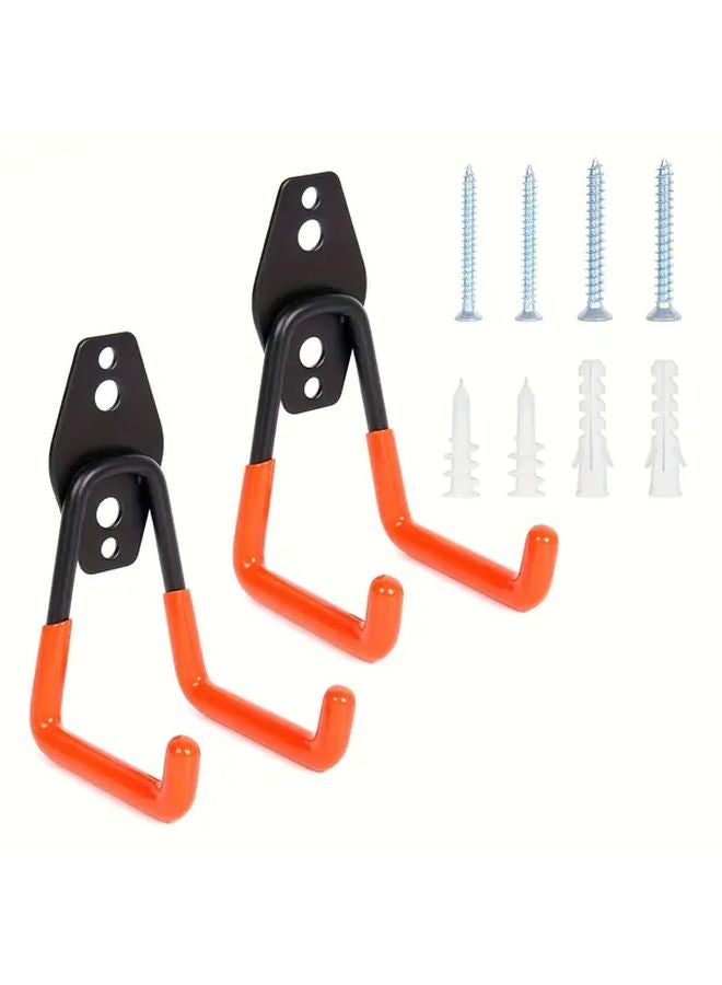 قطعتان من خطافات الحائط الفولاذية المتينة لتخزين المرآب: الدراجات، السلالم، الأدوات - Image 1