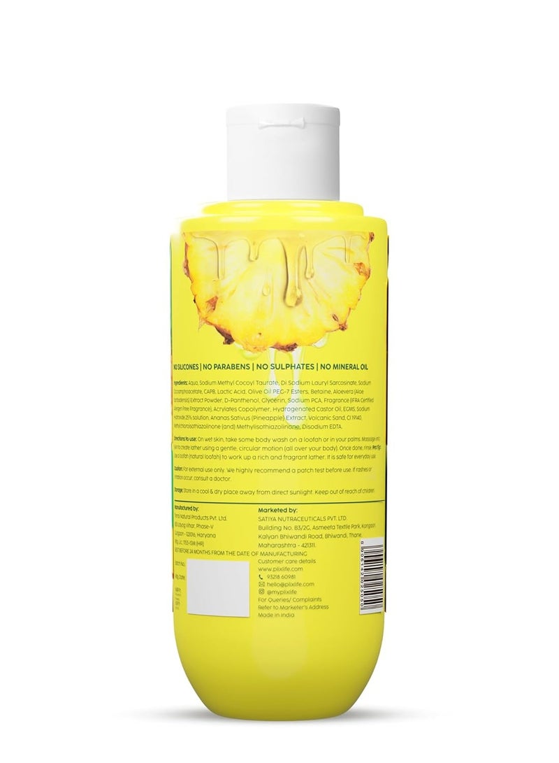 PLIX THE PLANT FIX Pineapple 5% Lactic Acid Exfoliating Body Wash For All Skin Types, Paraben-Free Shower Gel, For Dry, Rough & Strawberry Skin, 236 Ml - Image 2