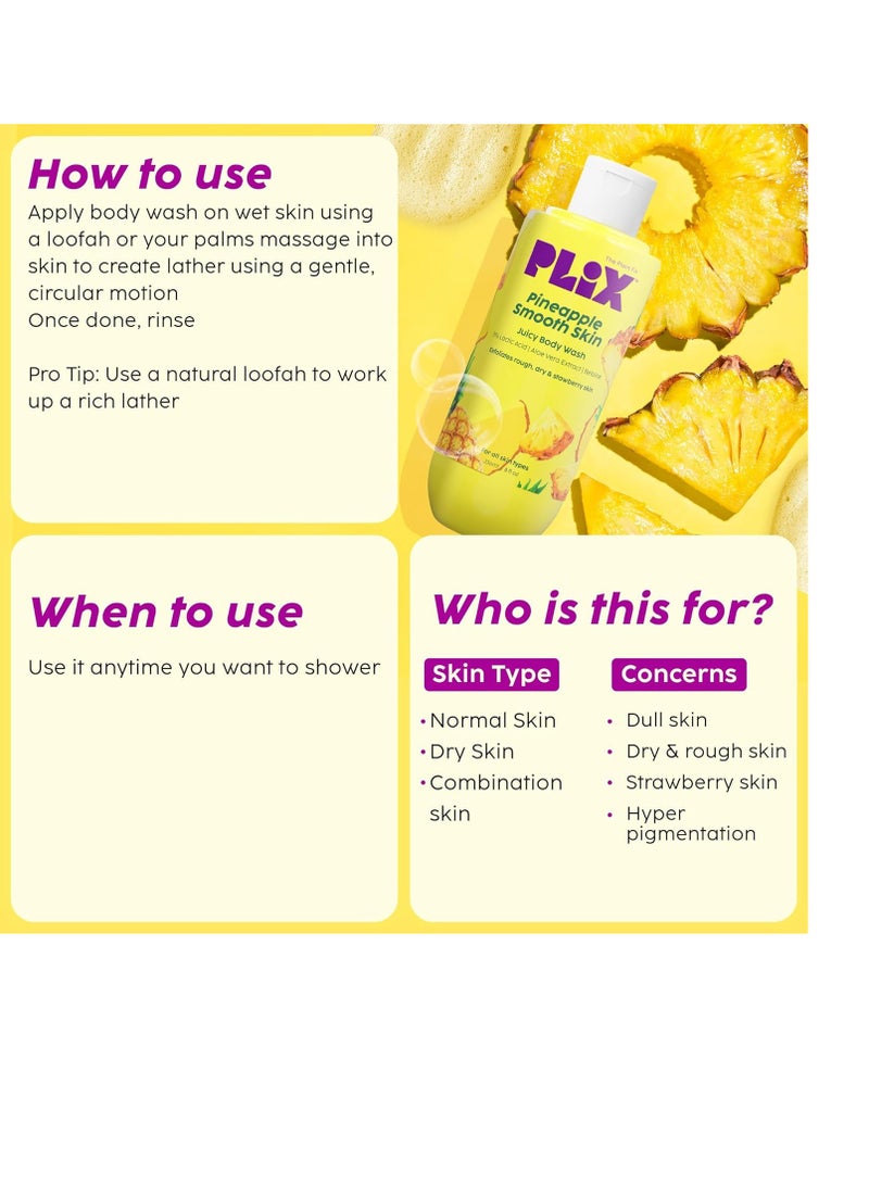 PLIX THE PLANT FIX Pineapple 5% Lactic Acid Exfoliating Body Wash For All Skin Types, Paraben-Free Shower Gel, For Dry, Rough & Strawberry Skin, 236 Ml - Image 4