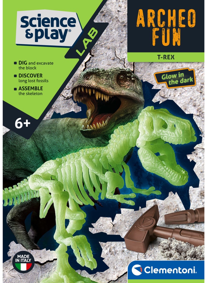 Clementoni Archeofun T-Rex | Dig, Discover and Assemble the Skeleton | Glow in the dark Dinosaur | STEM Toys | Science Toys | Educational & Learning Toy | Enhance Problem-solving Skills & Fine Motor Skills | Improves Coordination & Creativity | Gift for Kids and Toddlers - Image 5