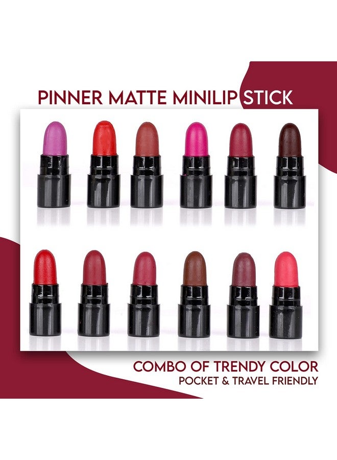 PINNER 12-Piece Matte Lipstick Set with Display Stand, Assorted Pink and Red Shades - Image 5