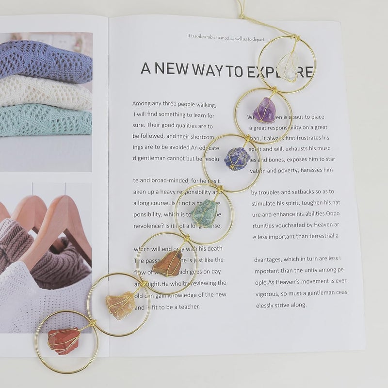 weryerker Feng Shui Yoga Ornament Handmade Natural Gemstone Crystal Hanging Ornaments 7 Chakra for Home Decoration Window Decor Tumbled Palm Stones - Image 4