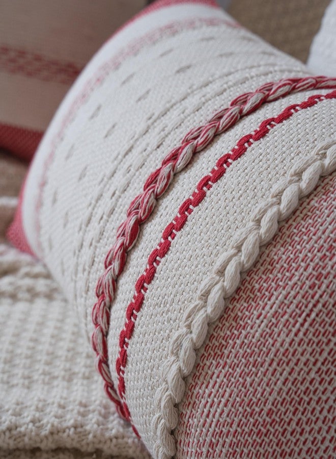 Cethom Christmas Lumbar Pillow Covers 14x36 Inch Long, Red Textured Boho Christmas Decorative Couch Pillow Cases for Farmhouse Home Decor, Accent Cushion Cover for Sofa, Bed, Living Room, Bedroom, Pack of 1 - Image 2