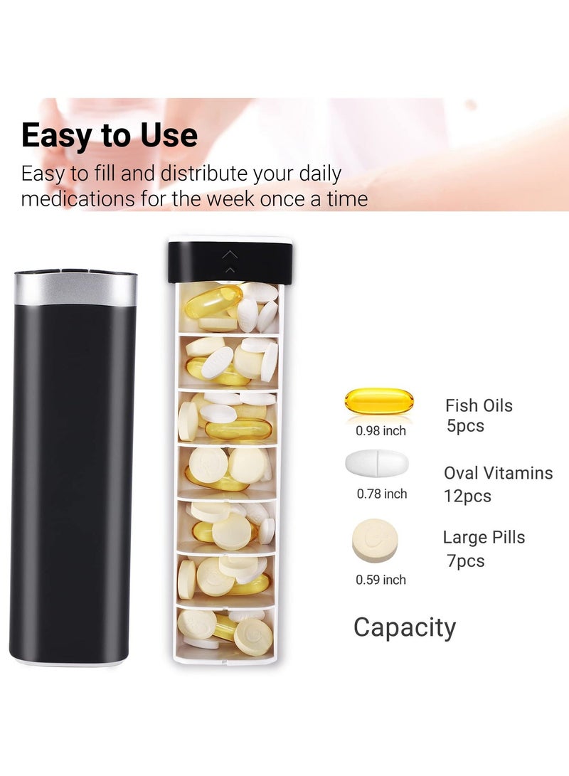 7 Day Pill Organizer, Daily Pill Box, Portable Travel Pill Organizer, Weekly Drawer Pill Case, Large Capacity Pill Holder to Hold Vitamins, Medicines, Pills, Supplements, Black - Image 3