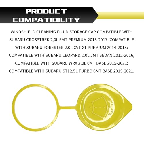 Eponcia Windshield Washer Fluid Cap Wiper Washer Fluid Reservoir Cap Cover Replacement for Subaru, 86615FJ000 Windshield Cleaner Tank Caps for Subaru Crosstrek Forester Impreza WRX Accessories(Yellow) - Image 4