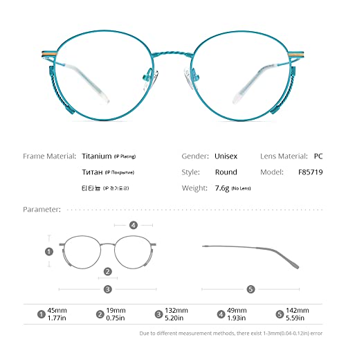 FONEX Titanium Glasses Frame Men,Vintage Retro Round Ultralight Optical Eyeglasses Women Eyewear F85719 (F85719 Gold) - Image 3