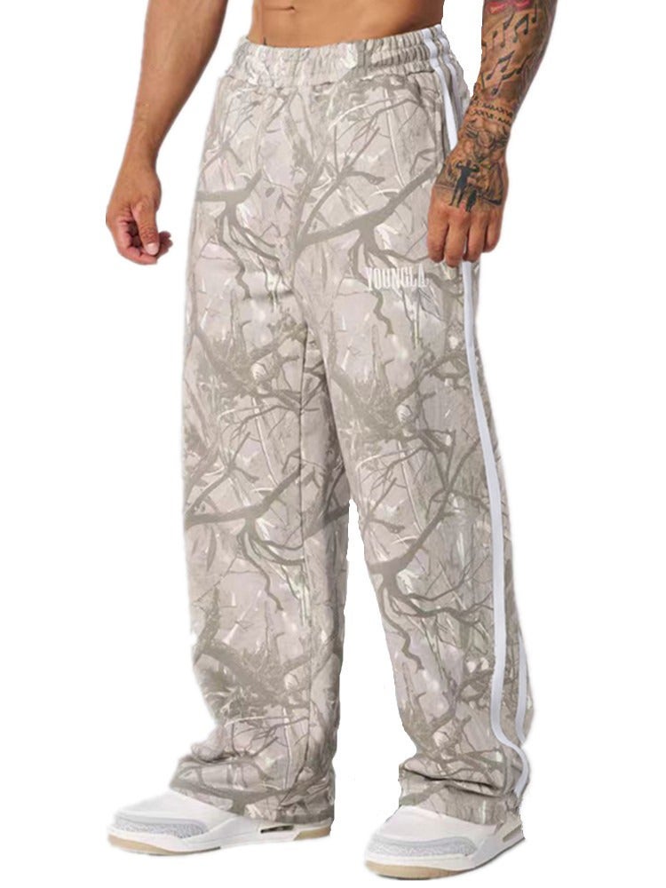 YOUNGLA Running & Casual Breathable Patchwork Pants—Fitness & Sports Straight-Leg Loose-Fit Wide-Leg Basketball Pants - Image 1