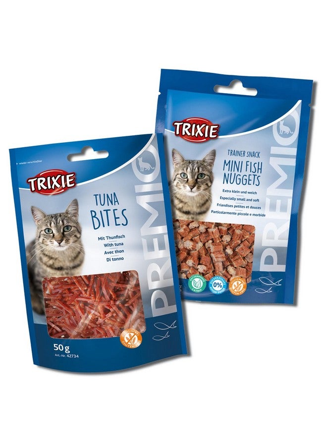 Trixie Cat Treat Combo Of Premio Tuna Sandwiches And Premio Trainer Snack Mini Fish Nuggets, Nutrient Rich Treats For Cats, Suitable For All Breeds - (Pack Of 2) - Image 1