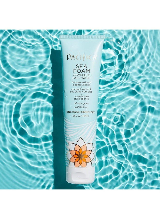 Pacifica Acifica Beauty Complete Face Wash Gentle Daily Facial Cleanser For All Skin Types Removes Makeup Oil & Dirt Sea Foam 5 Oz 2 Pack  - Image 3