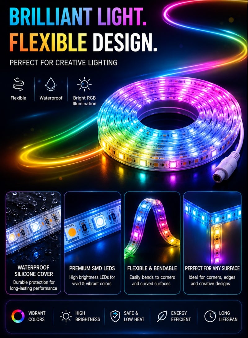 CHEEMAISTIC 10M / 32.8FT RGB LED Strip Lights, SMD LED Light Strip with Inline Controller, Color Changing LED Lights for Bedroom, Living Room, Gaming Room, TV, Desk, Party & Home Decor - Image 4