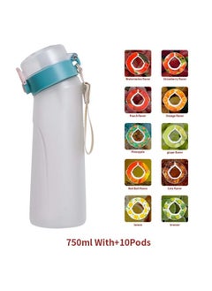 Cross-border Direct Supply Of New 750ml Flavor Cup Flavor Ring 0 Sugar 0 Card Bounce Lid Fruit Bottle With 7 Flavor Rings 10 Flavor Rings-Color:Frosted White + 10 Rings-Capacity:750ml
