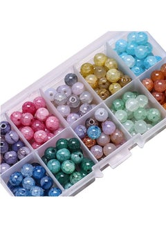 Ant 200-Piece 8mm Colorful Cracked Glass Beads, Crackle Lampwork Crystal Beads with Hole Sparkling Beads for Crafts Jewellery Making Necklace Bracelet Earrings  - Image 3