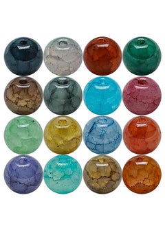 Ant 200-Piece 8mm Colorful Cracked Glass Beads, Crackle Lampwork Crystal Beads with Hole Sparkling Beads for Crafts Jewellery Making Necklace Bracelet Earrings  - Image 2