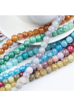 Ant 200-Piece 8mm Colorful Cracked Glass Beads, Crackle Lampwork Crystal Beads with Hole Sparkling Beads for Crafts Jewellery Making Necklace Bracelet Earrings  - Image 5