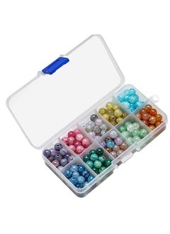 Ant 200-Piece 8mm Colorful Cracked Glass Beads, Crackle Lampwork Crystal Beads with Hole Sparkling Beads for Crafts Jewellery Making Necklace Bracelet Earrings  - Image 4