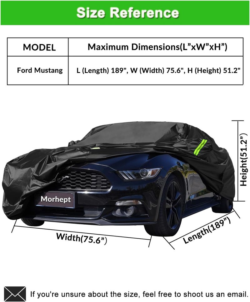 Morhept Car Cover Custom Fit for Ford Mustang 2005-2024, Waterproof All Weather GT Cover with Door Zipper - Image 3