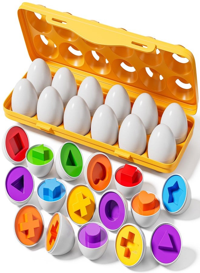 JUKUDAHU Matched Eggs Toddler Toys 1 2 3 4 Year Old - Shape Color Sorting Games, Kids Easter Eggs, Toddler Sensory Toys, Preschool Educational Boy Toy, Gifts for Baby 6-12 Months+ - Image 1