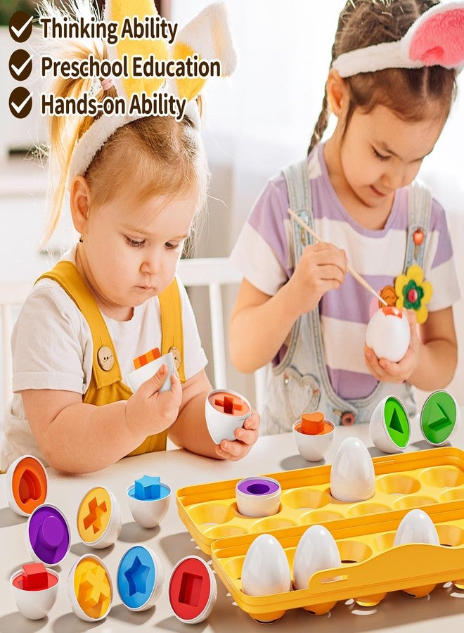 JUKUDAHU Matched Eggs Toddler Toys 1 2 3 4 Year Old - Shape Color Sorting Games, Kids Easter Eggs, Toddler Sensory Toys, Preschool Educational Boy Toy, Gifts for Baby 6-12 Months+ - Image 2