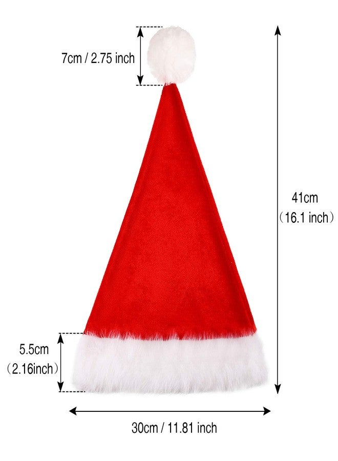 SATINIOR 8 Pieces Christmas Santa Hat Red and White Plush Christmas Hat for Adults Kids - Image 2