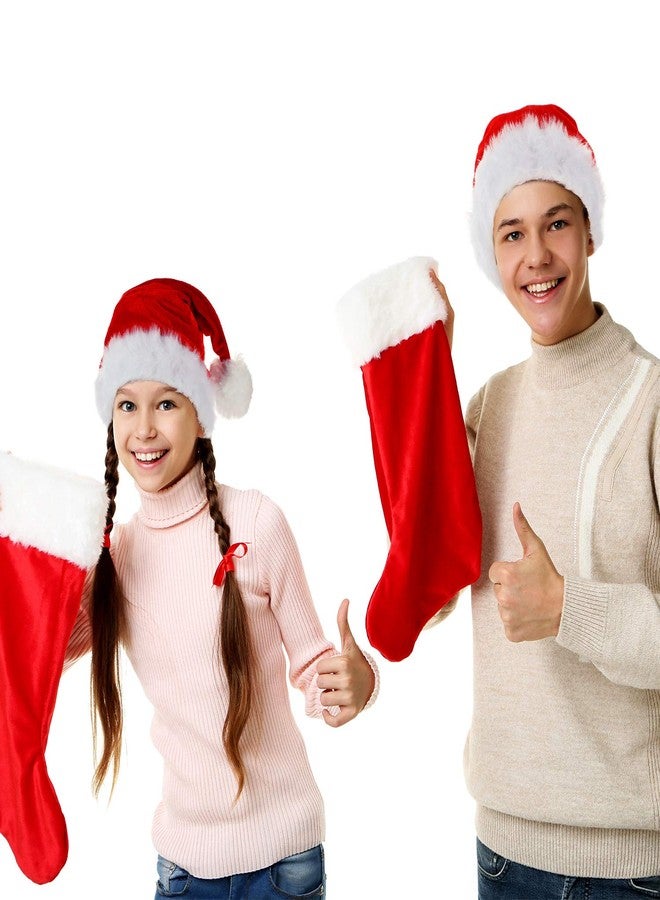 SATINIOR 8 Pieces Christmas Santa Hat Red and White Plush Christmas Hat for Adults Kids - Image 5