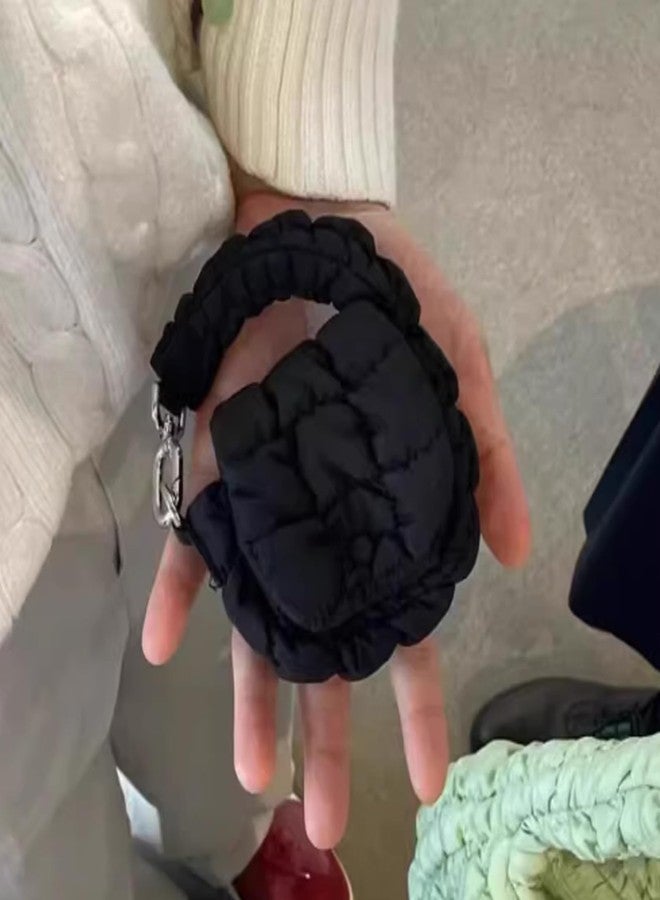 XMRSOY حقيبة كواتيد ميني سوبر بافر للمعصم كلتش حقيبة نايلون مبطنة للنساء حقيبة مسائية سحرية حقيبة أحمر شفاه (أسود) - Image 5