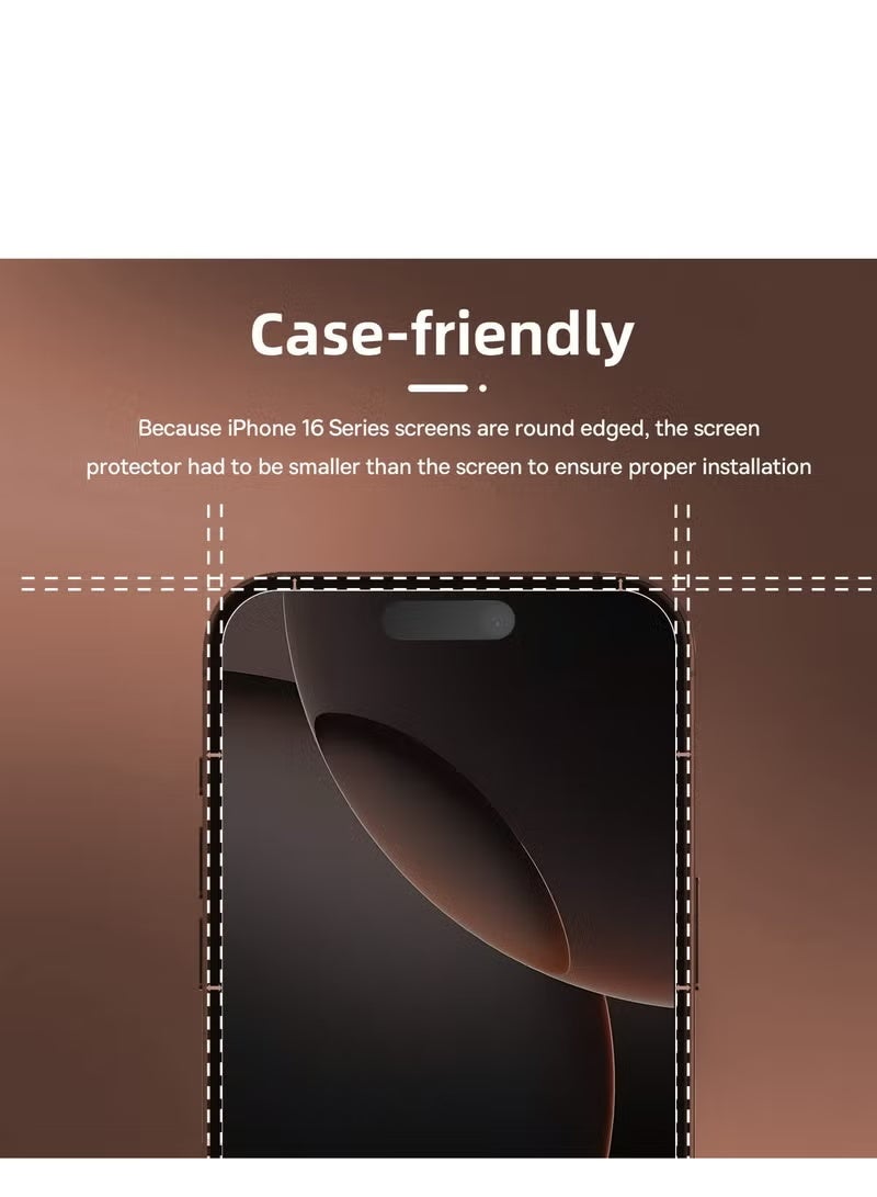 اتش اس واقي شاشة الخصوصية HS من قطعتين لهاتف iPhone 16 Pro Max مصنوع من زجاج عالي الدقة مقوى، حماية عسكرية، مضاد لبصمات الأصابع، مقاوم للخدش، خالٍ من الفقاعات، سهل التركيب، مناسب للجراب - Image 3