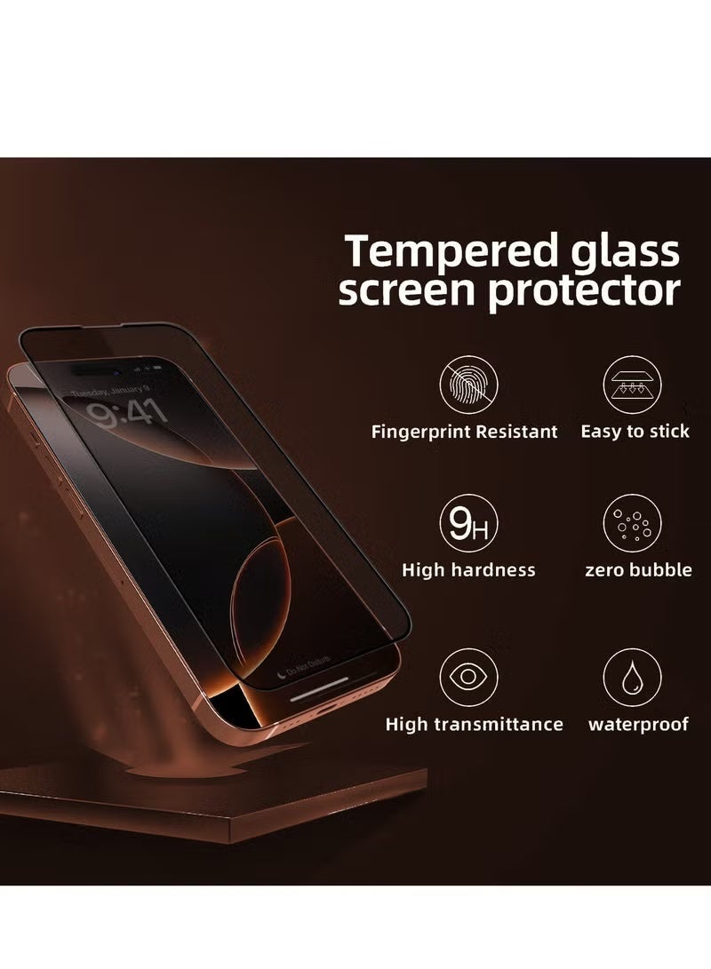 اتش اس واقي شاشة الخصوصية HS من قطعتين لهاتف iPhone 16 Pro Max مصنوع من زجاج عالي الدقة مقوى، حماية عسكرية، مضاد لبصمات الأصابع، مقاوم للخدش، خالٍ من الفقاعات، سهل التركيب، مناسب للجراب - Image 2