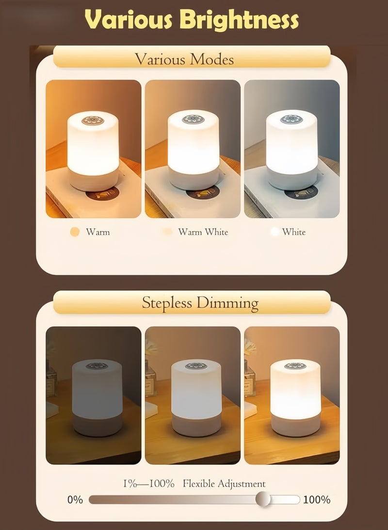 سباركسبروت مصباح طاولة LED صغير يعمل بالطاقة عبر USB، مصباح ليلي بجانب السرير مع مستشعر لمس، بثلاثة ألوان قابلة للتعتيم، مصباح ديكوري بلمسة واحدة مناسب للمنزل وغرفة النوم وغرفة الأطفال وغرفة الرضيع والرضاعة الليلية والمطعم والبار. - Image 4