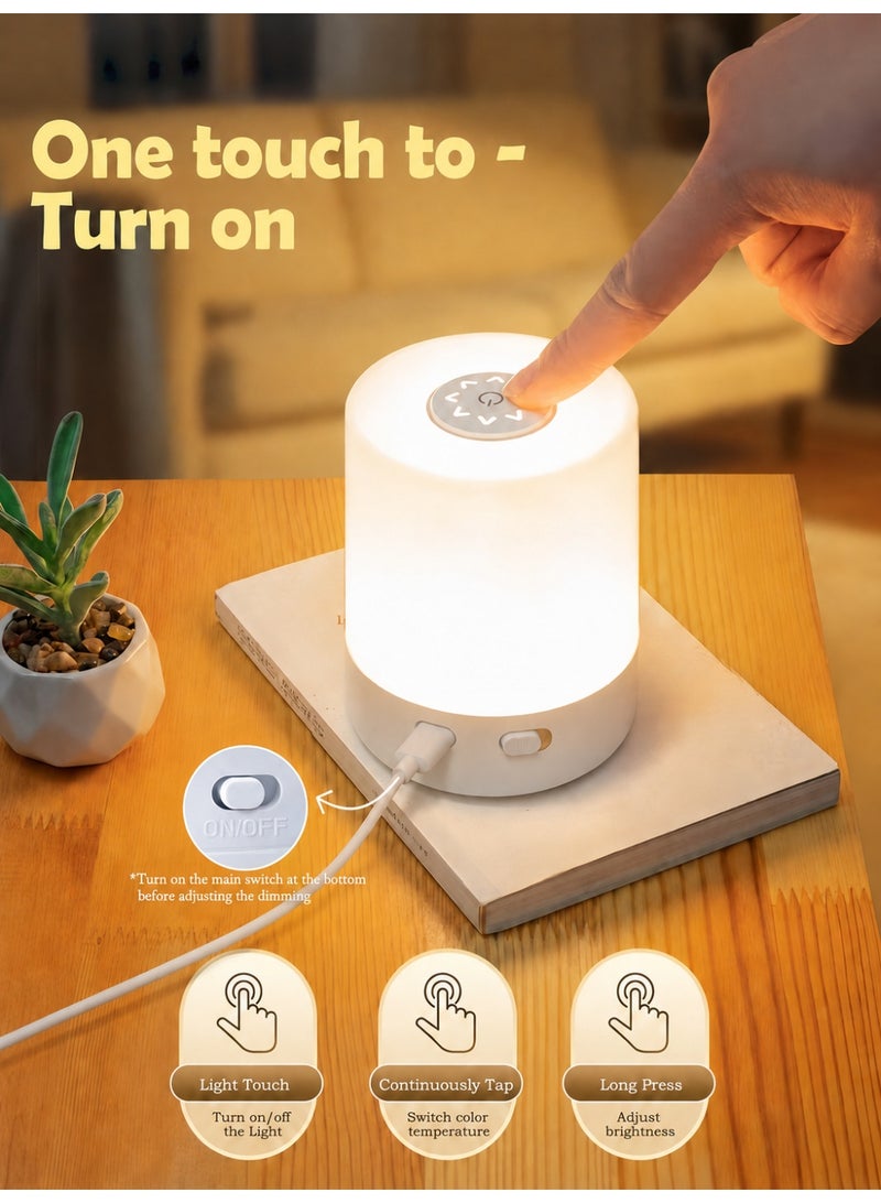 سباركسبروت مصباح طاولة LED صغير يعمل بالطاقة عبر USB، مصباح ليلي بجانب السرير مع مستشعر لمس، بثلاثة ألوان قابلة للتعتيم، مصباح ديكوري بلمسة واحدة مناسب للمنزل وغرفة النوم وغرفة الأطفال وغرفة الرضيع والرضاعة الليلية والمطعم والبار. - Image 2
