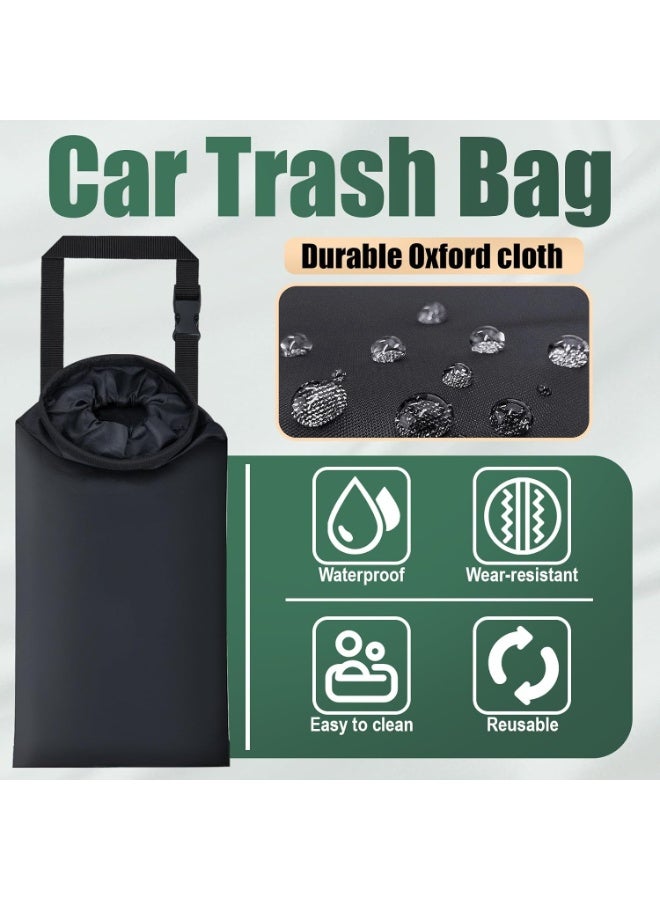 2 PCS Car Trash Bags, Washable Car Garbage Bag Hanging, Detachable Trash Can with Top Elastic Vent & Sticky Strap Bottom Opening, Seat Back Tash Bag for Cars,Travelling,Outdoor - Image 5