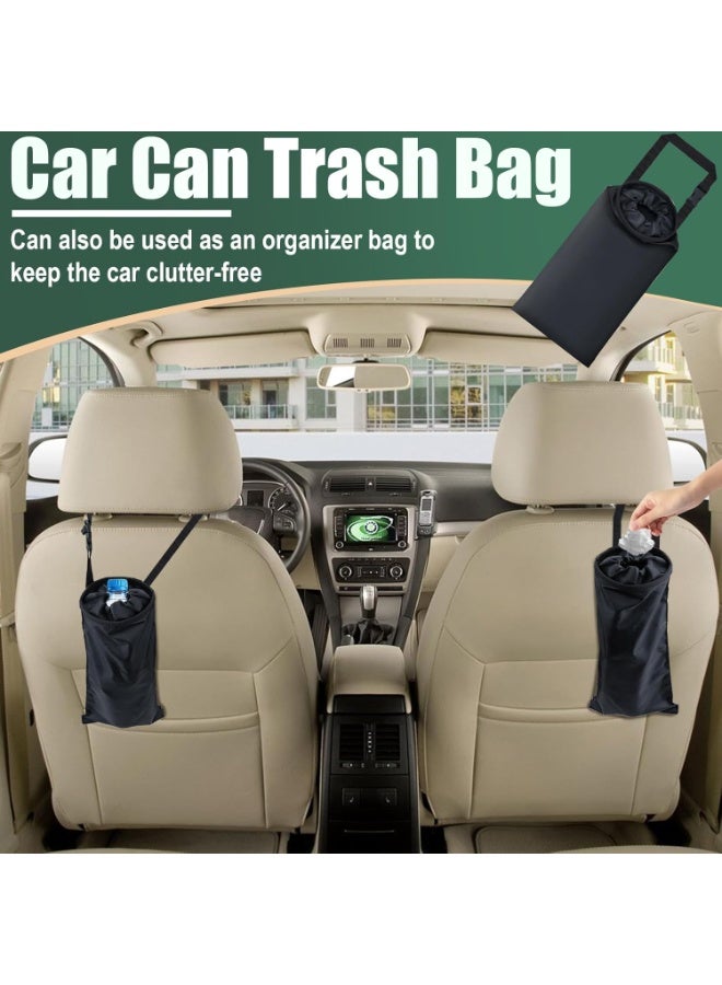 2 PCS Car Trash Bags, Washable Car Garbage Bag Hanging, Detachable Trash Can with Top Elastic Vent & Sticky Strap Bottom Opening, Seat Back Tash Bag for Cars,Travelling,Outdoor - Image 2