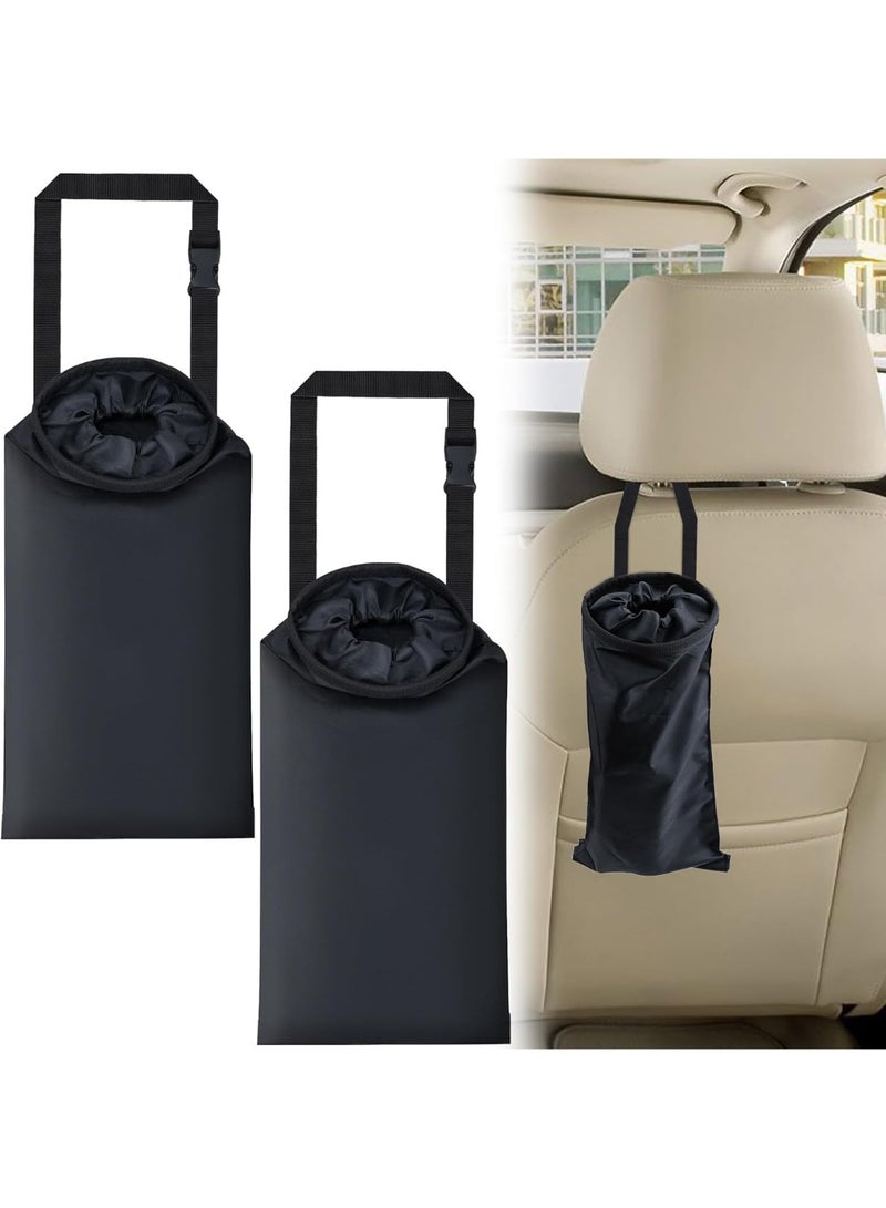 2 PCS Car Trash Bags, Washable Car Garbage Bag Hanging, Detachable Trash Can with Top Elastic Vent & Sticky Strap Bottom Opening, Seat Back Tash Bag for Cars,Travelling,Outdoor - Image 1