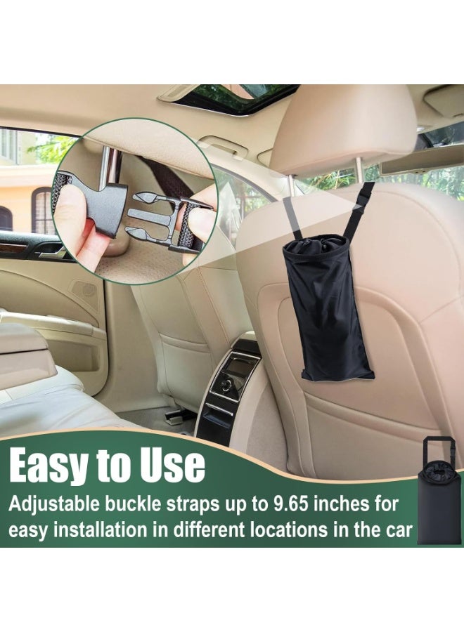 2 PCS Car Trash Bags, Washable Car Garbage Bag Hanging, Detachable Trash Can with Top Elastic Vent & Sticky Strap Bottom Opening, Seat Back Tash Bag for Cars,Travelling,Outdoor - Image 4