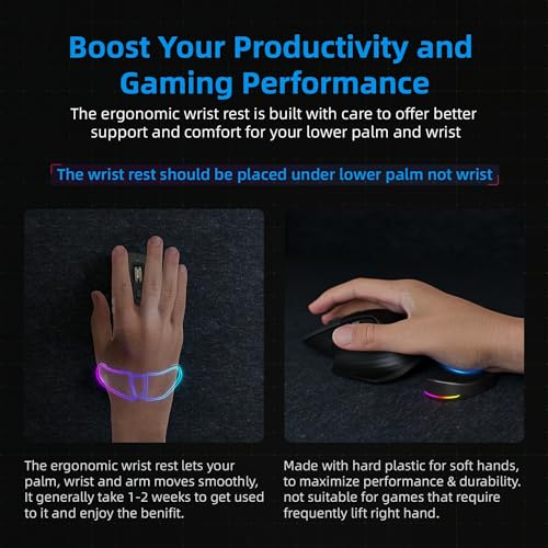 IFYOO HornsX1 Right-Handed RGB Ergonomic Gliding Palm Rest for Mouse, Wrist Rest Pad, 3 RGB Lighting Modes, Reduce Wrist Pain, Anti-Fatigue, for Gaming/Office Work Casual Use - Black2, 1 PCS - Image 5