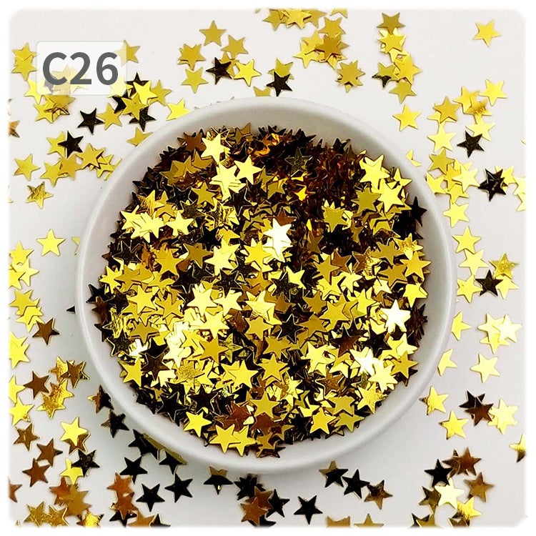 Generic YALEDUO 7MM Star Oil Paint Glitter, DIY No-Hole Flat Sequins C26 Golden D-A7