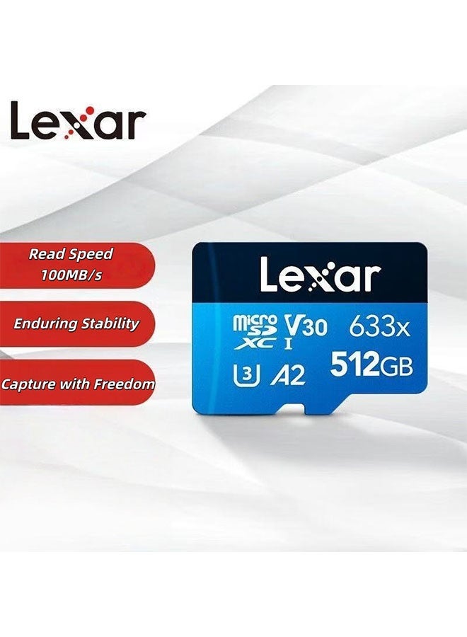 Lexar 633x Micro SD Memory Card, 512GB Capacity, Suitable For Smartphones/Tablets/Cameras, With A Read Speed Of 100MB/s - Image 1