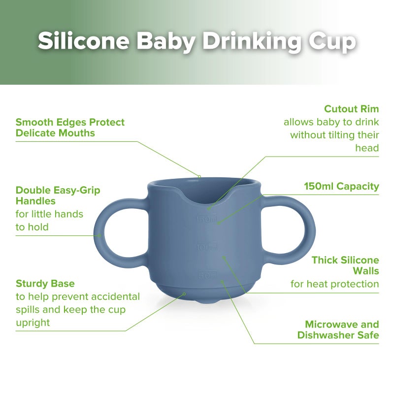 haakaa Silicone Toddler Cups, BPA Free Drop-Proof Training Cups for Baby 6 Months+, 5 Ounce (Bluestone) - Image 4
