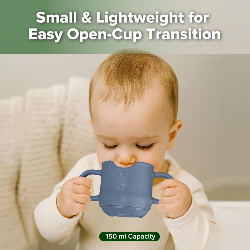 haakaa Silicone Toddler Cups, BPA Free Drop-Proof Training Cups for Baby 6 Months+, 5 Ounce (Bluestone) - Image 2