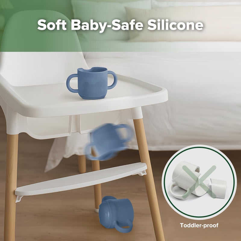 haakaa Silicone Toddler Cups, BPA Free Drop-Proof Training Cups for Baby 6 Months+, 5 Ounce (Bluestone) - Image 5