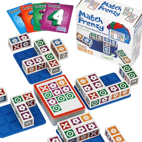 Funwares Match Frenzy Portable Pattern Matching Puzzle Game Family Mini Board Games Perfect for Travel Home Play Road Trip Activities for Kids and Adults Quick SetUp - Image 1