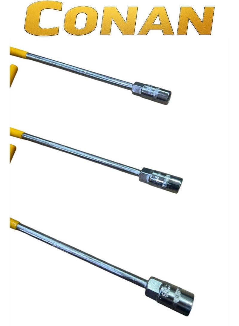 Conan 3 Pcs CONAN T-Handle Socket Wrench Set (12mm + 14mm + 17mm) – Heavy-Duty Cr-V Steel – Non-Slip Rubber Handle – 200×310mm – COTS812 / COTS814 / COTS817 - Image 4