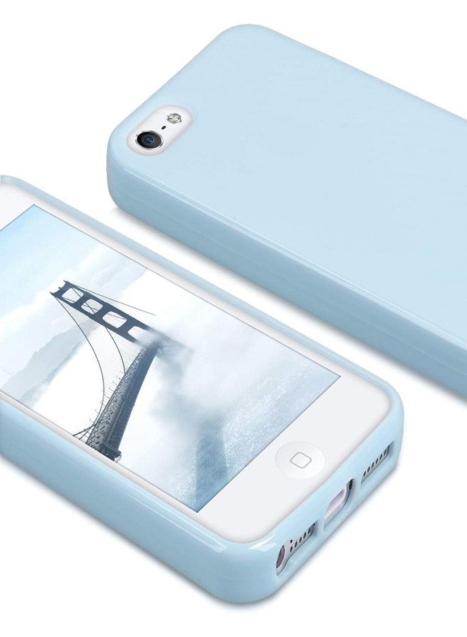 كي دابليو موبايل جراب سيليكون TPU من kwmobile لهواتف Apple iPhone SE / 5 / 5S - غطاء هاتف واقٍ مرن وناعم ماص للصدمات - أسود مطفي أزرق 33098.58 - Image 4